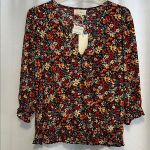 MELLODAY Multicolor V-Neck Floral Blouse